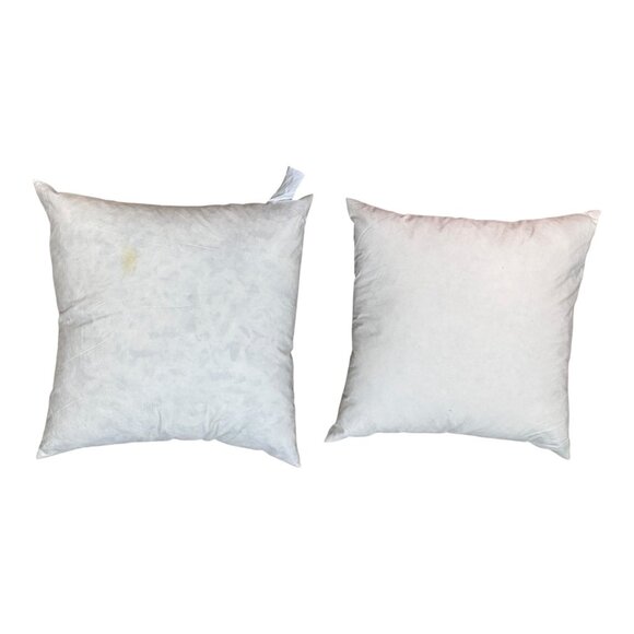Vtg 18" Down Feather Pillow Insert Lot 2 White Square Throw Pillow Cushions READ - Picture 2 of 6